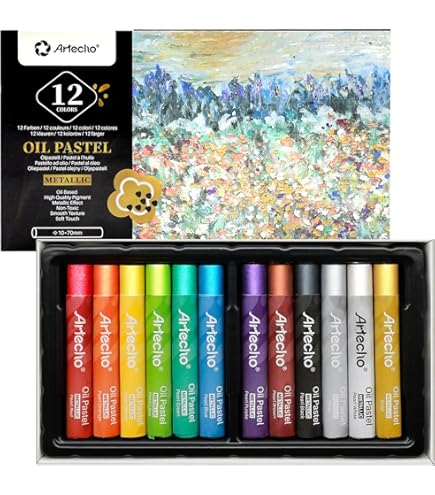 Amazon.co.jp: Artecho ネオンオイルパステル 12色セット ソフトオイル