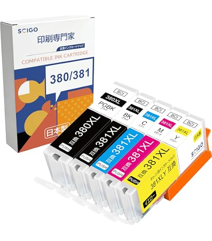 Amazon.co.jp: キャノン（Canon）用 インク 380 381 日本製 BCI-380