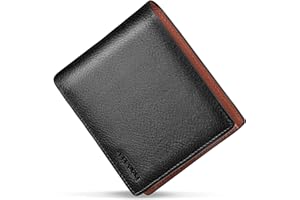 [ＡＴＩＡＮＮＩ] 財布 メンズ 2つ折り 本革 オイルドレザー 薄い ボックス型小銭入れ RFID＆磁気スキミング防止 大容量 一流 の 財布 職人 が 作る 二つ折り財布 ふたつおり サイフ コンパクト (Black)