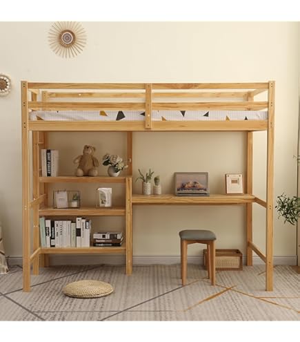 Amazon.co.jp: STPZHXC ロフトベッド 木製 デスク付く ハシゴ 棚