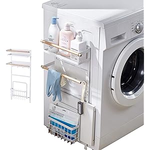 SEISSO洗濯機収納ラック マグネットラック ランドリー収納 取付簡単 洗濯機サイドラック