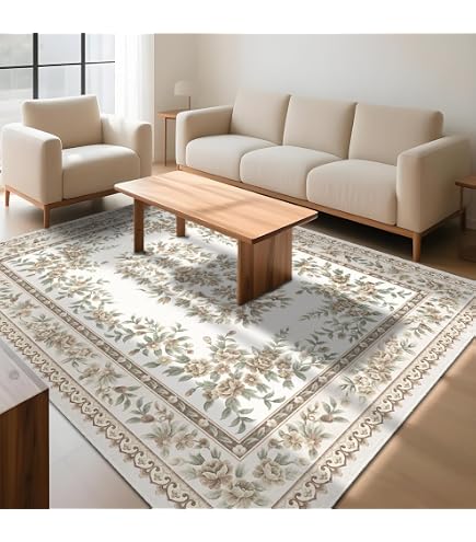 Amazon | Phonzenuo ラグマット 3畳 200×250cm 洗える ペルシャ風 花柄