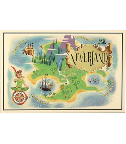 Amazon.co.jp: ディズニーピーターパンネバーランド地図フレーム木製壁