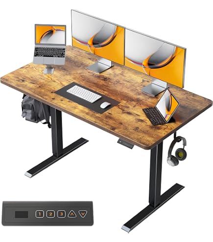 机・テーブル 【未使用品】YIHAYO 電動昇降パソコンデスク 120cm