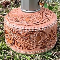 本革カービング　OD缶カバー ガスカートリッジカバー ハンドメイド Amazon | 牛革カービング OD缶カバー ハンドメイド ヌメ革ガス