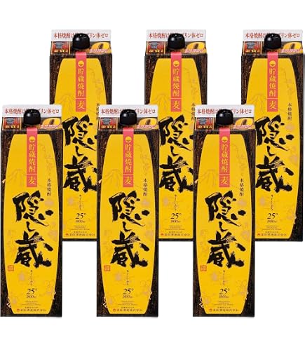 Amazon.co.jp: 本格麦焼酎 隠し蔵 25度 1800ml パック 2ケース（12本