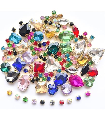 Amazon | 台座付き ガラス製ラインストーン 手芸用ビジュー パーツ