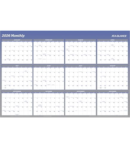 AT-A-GLANCE 2024 Erasable Calendar, Dry Erase Wall Planner, 36" X 24", Large, Vertical/Horizontal, Reversible (PM26P2824): Wall Calendars - View #7