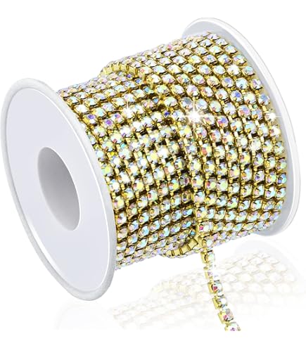 Towenm Rhinestone Chain Roll - 5 Yards, 5mm SS24 Crystal Close Chain Trim For Clothing, Jewelry, Crafts (Mine Gold) - View #12