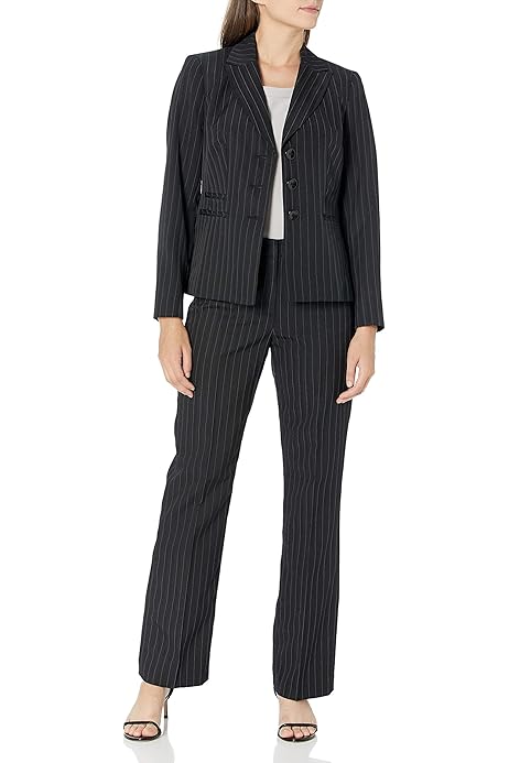 black pinstripe women's suit