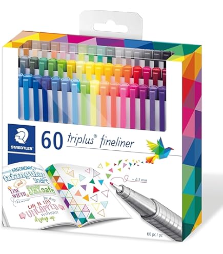 画材 STAEDTLER Fineliner triplus 60pcs Staedtler 334 C60 Water-Based Pen, Tri-Plus, 60 Colors : Amazon.sg