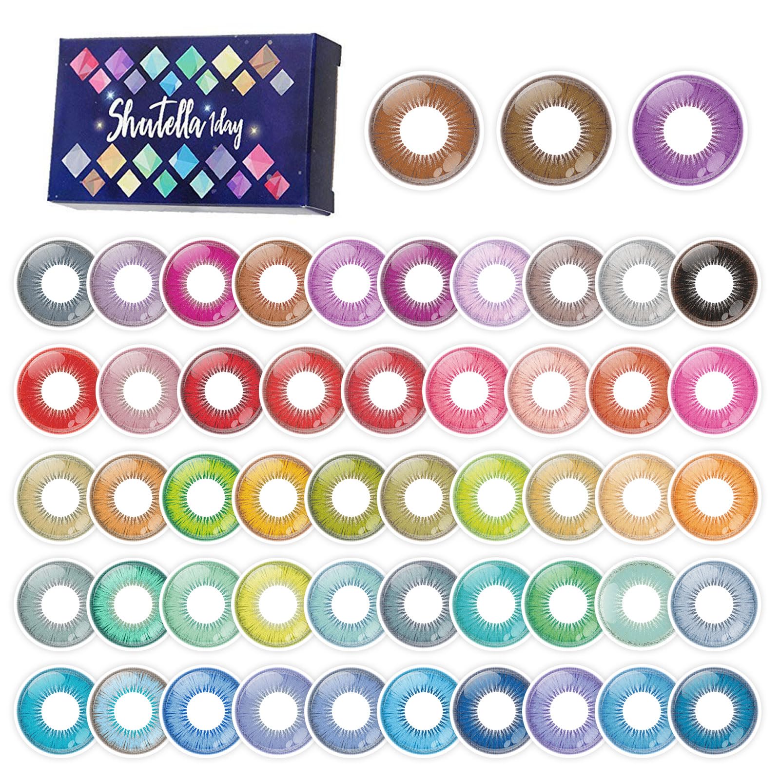 アシストシュシュ シュテラ ワンデーカラコン 【1箱6枚入り】度あり 度なし 14.5mm Assist ChouChou Shutella 1day コスプレ 低含水 カラー コンタクト ハロウィン 高発色(ブルーラペル/±0.00)