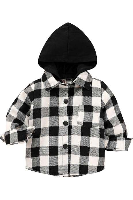 Toddler Baby Plaid Shirt Hooded Classic 