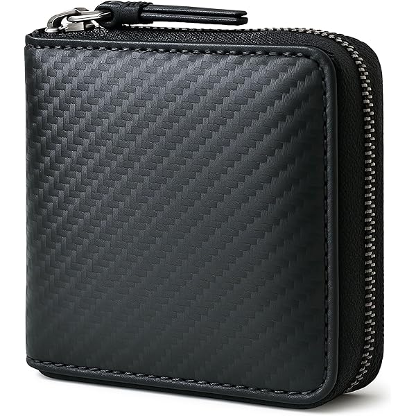 Wallet Pocket bag／black leather Men's Pocket Sized Metal Zip-around Black Genuine Leather Wallet