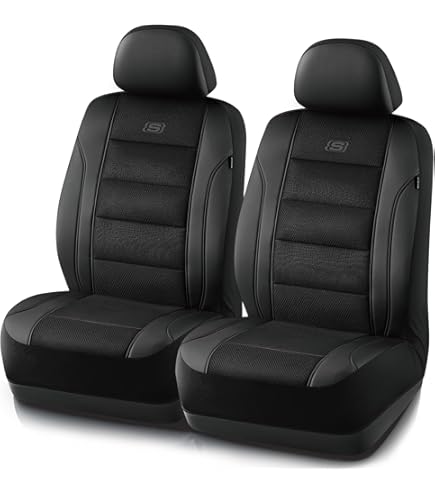 Rubbermaid Car Seat Cover, Leather & Air-Cool Mesh Front Seat Cover Airbag Compatible Slip On Installation Automotive Seat Cover Universal Fit For Most Cars Trucks Suvs Beige - View #5