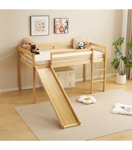 Amazon.co.jp: ロフトベッド シングル【滑り台付き・ロータイプ】階段