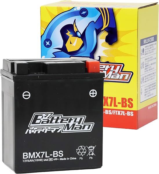バッテリーマン YTX7L-BS互換 バイクバッテリー BMX7L-BS 液入充電済 液漏れ防止構造 自己放電軽減構造採用 メンテナンスフリーバッテリー - 1