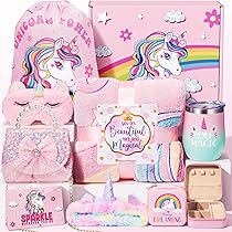 13PCS Unicorns Gifts For Girls Kids Toys 3 4 5 6 7 8 9 10 Years Old With Stationery Plush Diary With Lock/Glowing Blanket/Eye Mask/Crossbody Bag Teen Girl Birthday Christmas Unicorn