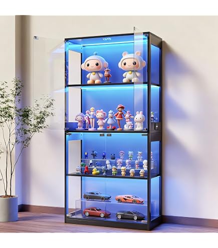Amazon.co.jp: ガラスディスプレイキャビネット LEDライト付き スリム