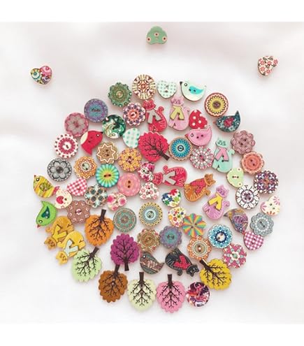 Amazon | 【ノーブランド品】100pcs 縫製 手芸 20mm 詰め合わせ 2穴 花
