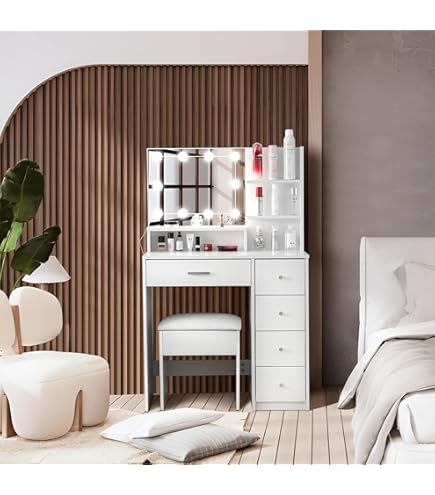 Amazon｜萩原ドレッサー シンプル コンパクト 化粧台 女優ミラー LED