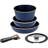 パール金属 フライパン 鍋 5点 セット IH対応 ダークブルー ダイヤモンドコート 取っ手の取れる セット5 HB-3975