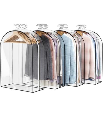 Garment Bag - Clear Hanging Closet Organizer - Durable Zippered Cover with Rod Protects Dresses, Suits, and Jackets from Dust and Moist– Top Metal Frame to Keep All Your Stuff in Shape