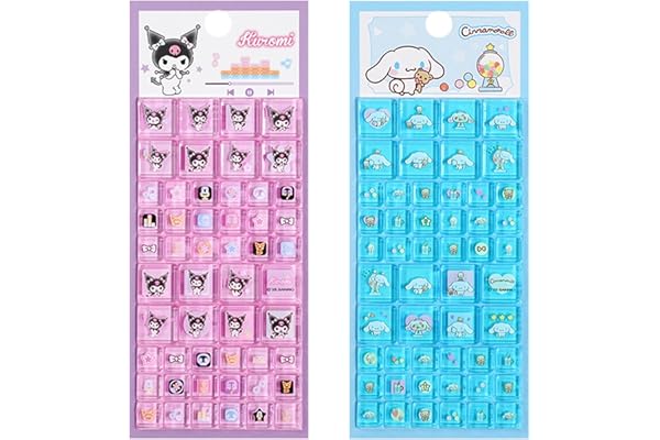 KRGNPLE タイルシール キャラクター ぷくぷく ぷっくり 励ましステッカー 3D 立体 2 枚入り 精巧な柄 シール手帳用 装飾 DIY クリエイティブ かわいい ギフト（セット 062）