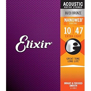 Elixir エリクサー アコースティックギター弦 NANOWEB 80/20ブロンズ Extra Light .010-.047 #11002 【国内正規品】