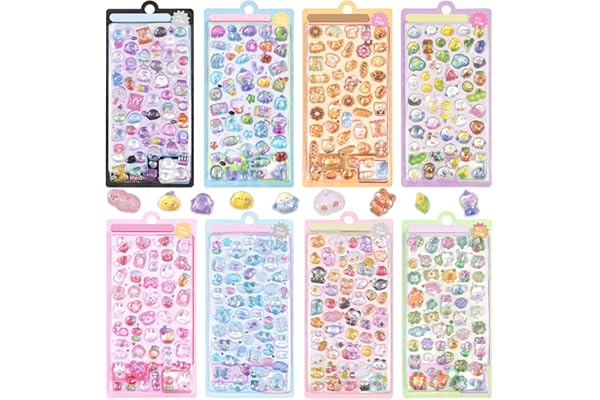 mefeny ぷくぷくシール ぷくぷく ぷっくりシール 立体 かわいい 約400点 8枚セット ごほうび キラキラ 韓国 子供 大容量 スマホケース 手帳 diy 贈り物