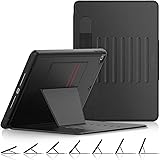 SEYMAC stock ケース iPad 9/8/7世代(2021/2020/2019) 10.2インチ ケース 耐衝撃 多角度横置き調節 オートスリープ ペン収納 カード収納 強磁力全面保護カバー（ブラック）（適格請求書発行事業者）