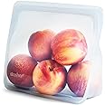 STASHER Stand-Up Reusable Silicone Storage Bag, Freezer bag, Food Container, 1.65L Clear 73080