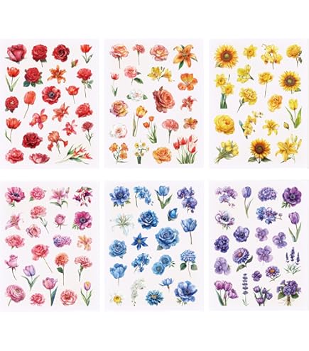 468 Autocollants Kawaii Mini Fleurs Colorées - 12 Feuilles Pour Scrapbooking