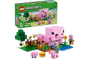 LEGO Minecraft The Baby Pig House 21268 Gamer Building Toy, Farm Animal Set for Kids, Video Game Playset with a Zombified Piglin in the Forest Biome (238 Pieces)