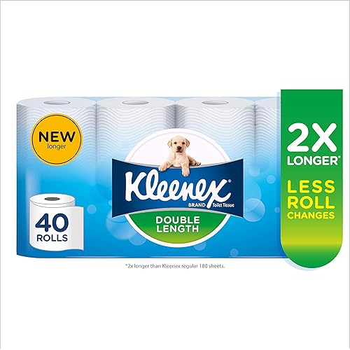 Kleenex Double Length Toilet Paper 40 Count (5x8 Rolls) - Packaging May Vary