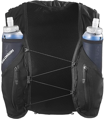 SALOMON ACTIVE SKIN 12 ブラック ACTIVE SKIN 12 Unisex Running Vest with flasks included