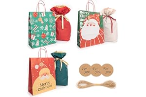 クリスマス ラッピング 袋 プレゼント 袋 【Poco'ce掲載・クリスマス限定・紙袋＊3＆巾着袋＊3・様々なシーンで活躍】 ラッピング 紙袋 ギフトラッピング 袋 大 包装袋 プレゼント袋 大きい ギフト ギフトバッグ ギフト袋 小 可愛い