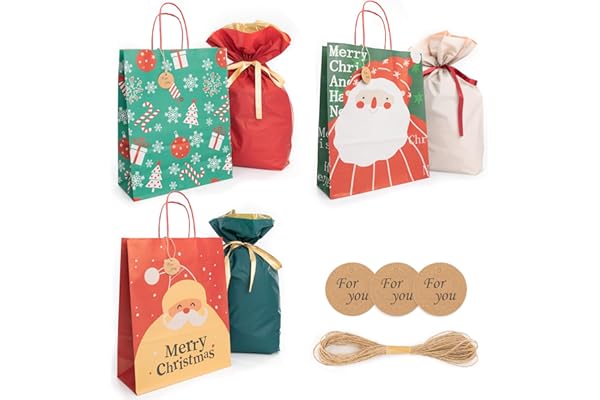 クリスマス ラッピング 袋 プレゼント 袋 【Poco'ce掲載・クリスマス限定・紙袋＊3＆巾着袋＊3・様々なシーンで活躍】 ラッピング 紙袋 ギフトラッピング 袋 大 包装袋 プレゼント袋 大きい ギフト ギフトバッグ ギフト袋 小 可愛い