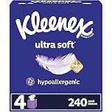 Soft Facial Tissues, Soft Facial Tissue, 4 Cube Boxes, 60 Tissues per Box, 3-Ply (240 Total Tissues)