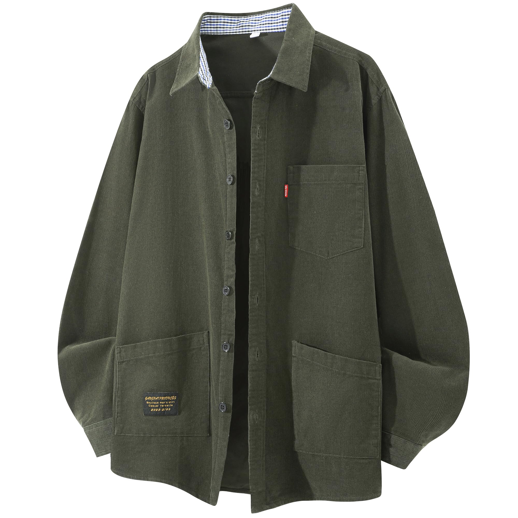 シャツ メンズ 長袖 綿100 コーデュロイ ワークシャツ カジュアル おしゃれ マルチポケット 秋服 襟付き トップス 軽量 上着 羽織 | 洗い加工 コールテン しゃつ レギュラーカラー ながそでシャツ 男性 ロングスリーブ ブラウス 大人 かっ