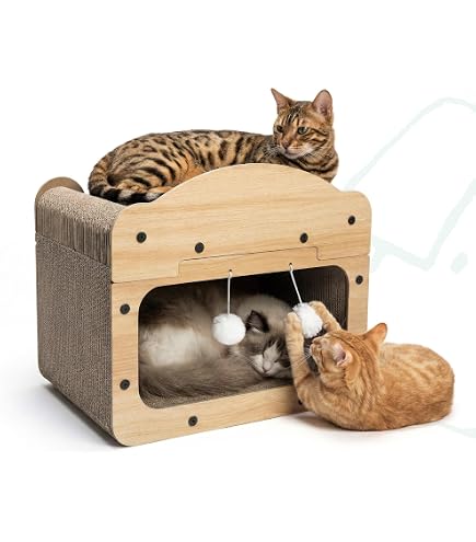 Amazon | Flixxa猫用ペットハウス キャットタワー 木製 猫ベッド 木製