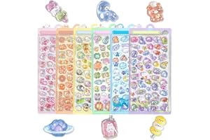 Set of 6 3D Stickers, Squishy Stickers, Cute, Pompom Drop, Deco Stickers, 3D Stickers, Cake, Panda, Transparent, Epoxy Resin, Diary, Diary, Rewards, DIY Crafts, Girls, Boys