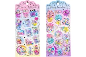 REYLNXR 水入りシール ぷっくり ウォーターシール 3D 立体 2 枚入り 精巧な柄 手帳用装飾 DIY クリエイティブ ファッション 個性的 かわいい ギフト（セット 5）