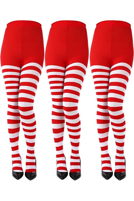 Red and White Striped Tights Red White 