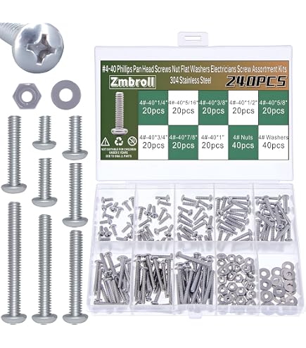 Set De 240 Piezas Tornillos Y Tuercas M4 M5 M6 - Cabeza Botón Hexagonal, Acero Inoxidable 304, En Caja Organizadora