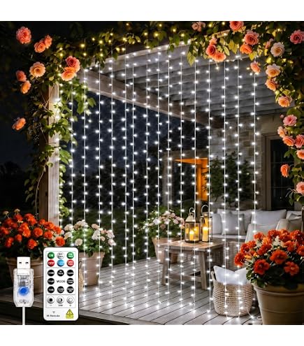 Amazon.co.jp: HXWEIYEショートカーテンライト、3.3x5フィート 96LED