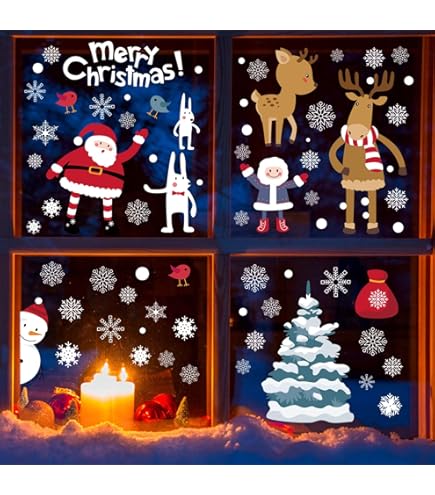 Amazon.co.jp: CINECE クリスマス ステッカー 飾り 両面 ガラス 窓