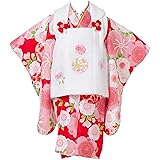 七五三 着物 3歳 被布セット 女の子 京都花ひめ まり1 赤色の着物 白色の被布コート 刺繍入り 桜 まり フルセット hifuset-00088