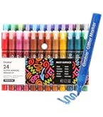 水性インクマーカー 24本セット Amazon | Shuttle Art メタリック マーカーペン 24色セット