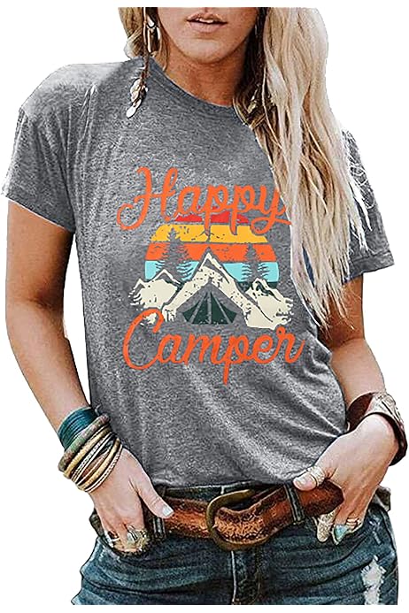 Mens Happy Camper Shirt Funny Camping 